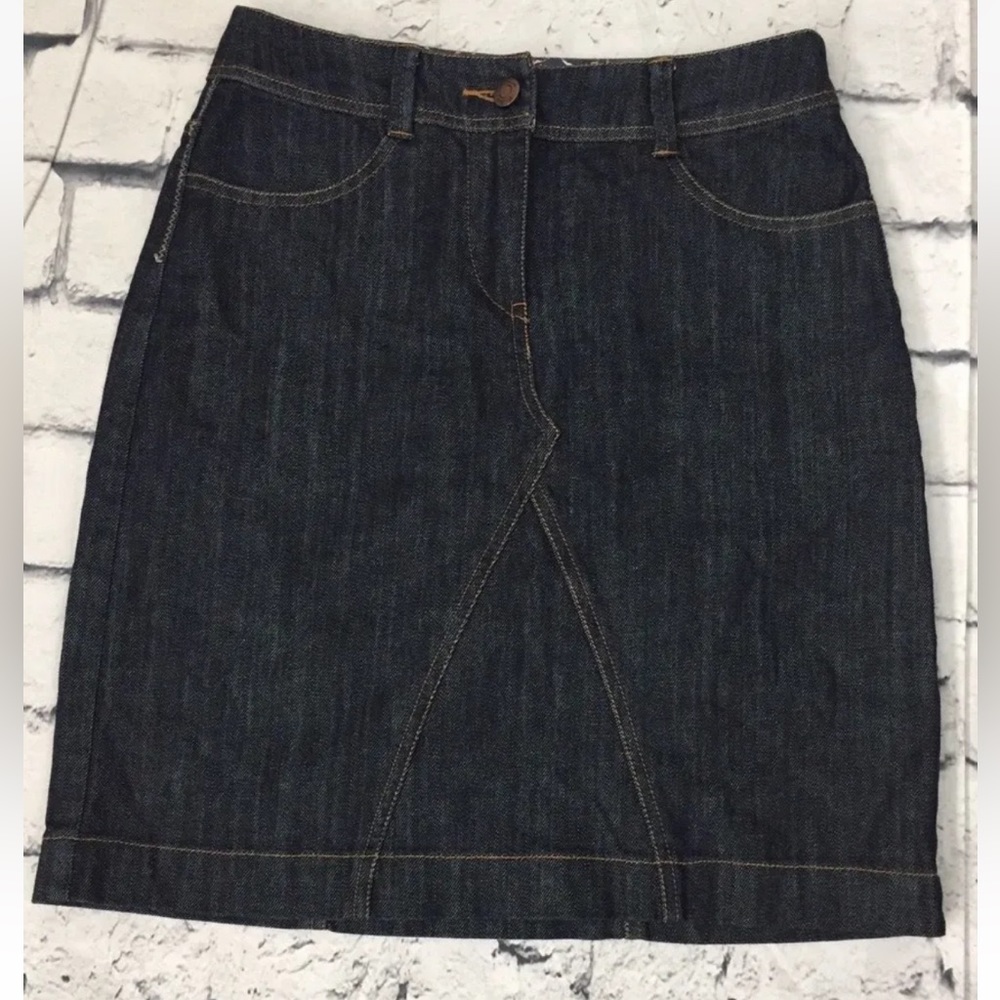 Boden Women's Size 2 US Regular Dark Wash Denim Classic Above Knee Pencil Skirt